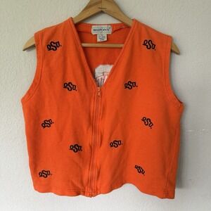 Vintage OSU Bellepointe Zip Up Vest Oklahoma State University 90s Game Day